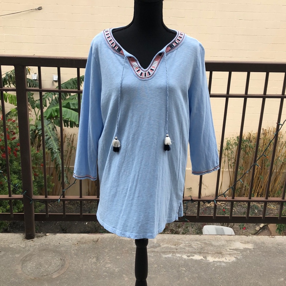 Embroidered tassel tie tunic